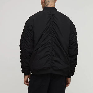 Custom Logo <b>Men's</b> Black <b>Bomber</b> <b>Jacket</b> Embroidered Logo Front Zipper Closure Casual Autumn Wear Regular Fit - Product Image 2