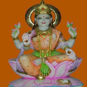 Handmade Meilleure Qualité Coloré Marbre Laxmi Statue Ji Pour Le Culte - Product Image 5