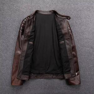Veste en cuir et toile avec col montant, fermeture éclair, respirante, coupe-vent, style moto, pour l'hiver - Product Image 4