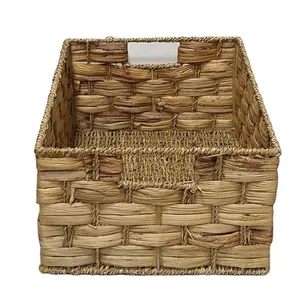 Manufacture round woven housewares storage vietnam wicker handicraft rectangular seagrass basket