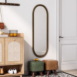Specchio da Parete Ovale in Ferro Battuto Dorato Stile Retrò con Effetto Anticato per Soggiorno, Camera da Letto, Ingresso - Product Image 2