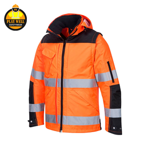 Veste réfléchissante orange fluorescente haute visibilité, veste de sécurité pour la construction - Product Image 1