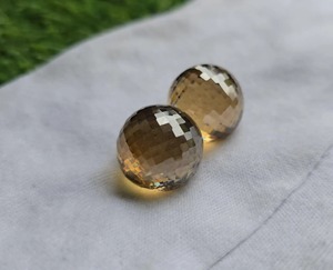 โมอิสซาไนต์ทรงกลมเหลี่ยมเพชรพลอยสีเหลืองแชมเปญ 2 ชิ้น สำหรับทำเครื่องประดับแฮนด์เมด - Product Image 1