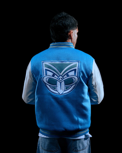 Veste universitaire bleue pour homme Dynasty avec logo brodé Warriors, col rabattable, fermeture éclair sur le devant, style décontracté - Product Image 6