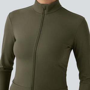 Hot Selling Breathable Women Yoga Set Zip Up Long Sleeve Crop <b>Jacket</b> High Waist Leggings Seamless Quick Dry Fitness Gym Wear - Product Image 3