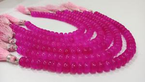 Cuentas redondas lisas de calcedonia rosa intenso natural de 8 mm, vendidas por hebra de 8 pulgadas de largo - Product Image 5