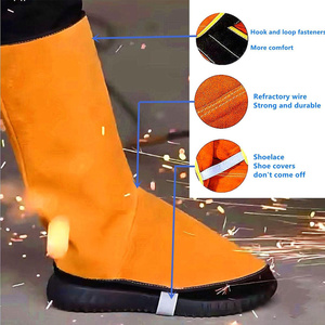 Guêtres de soudeur en cuir de vachette pleine fleur soudées, haute performance, résistantes à l'abrasion et à la chaleur, pour la construction - Product Image 4