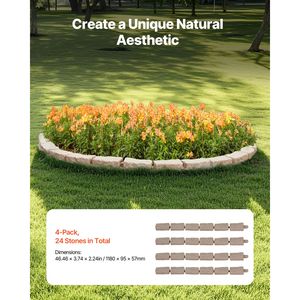 Bordo Paesaggistico Flessibile Effetto Pietra Realistico 46.4 X 2.2 con Picchetti di Ancoraggio per Bordure di Prato e Giardino - Product Image 2