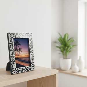 Cadre photo rectangulaire en résine noire et blanche de qualité supérieure, fait main, taille personnalisée, affichage vertical pour décoration intérieure de luxe - Product Image 2