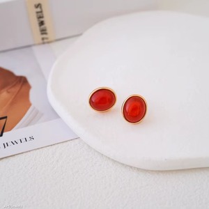 Natural Carnelian Smooth Oval Gemstone Earrings 925 <b>Sterling</b> <b>Silver</b> Gold Plated <b>Stud</b> Earrings Fine Jewelry For Women Fashion - Product Image 1
