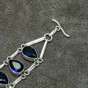 Blue Sapphire Gemstone Bracelet Handmade 925 Sterling <b>Silver</b> Jewelry Natural Blue Stone Womens Bracelet Gift - Product Image 3