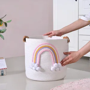Natural Cotton <b>Storage</b> <b>Baskets</b> for Living Room, Bedroom, and Office Organization - Product Image 1