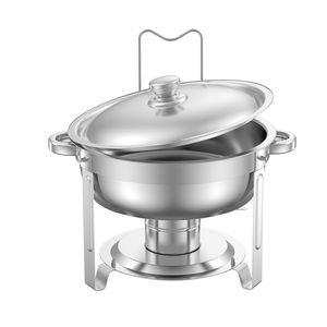 Set da Buffet in Acciaio Inox da 5 Qt, 2 Pezzi, con 2 Vasche Grandi, Scaldavivande per Catering, Coperchio e Controllo Manuale della Temperatura ad Acqua - Product Image 6