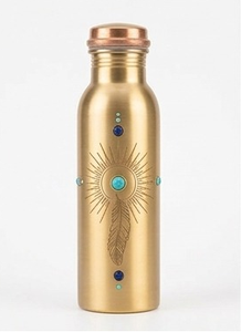 Botellas de cobre con diseño artístico dorado y acabado verde a precio de mayorista - Product Image 4