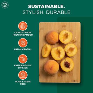 Planche à découper en bambou ECO SOUL, taille moyenne 23x15 cm, rectangulaire, antibactérienne, non toxique, durable, pour la cuisine - Product Image 3