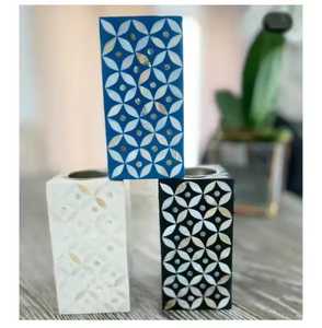 Bone Inlay Eco-Friendly Handmade Wood <b>Candle</b> Holder Set Arabic Bakhoor Burner for Office Use Wholesale From India - Product Image 2