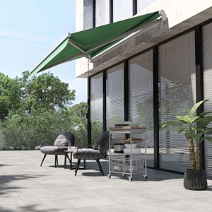 Toldo Retráctil Manual Ajustable de 12x10 pies, Color Verde, con Marco de Aluminio, para Terrazas, Balcones y Patios - Product Image 2