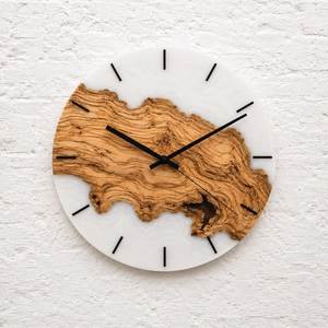 Natural Finish Wooden <b>Clock</b> Decorative <b>Wall</b> Accent Handmade Solid Wood <b>Clock</b> for Home Office Cafe Restaurant <b>Decor</b> - Product Image 2