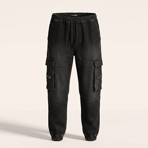 <b>Mens</b> Casual Denim Jogger Pants-Cotton/Poly <b>Stretch</b> Blend Baggy Fit Drawstring Closure Zippers & Private Label Available - Product Image 1