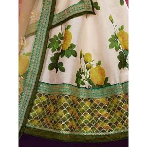 Plus Size Women's Embroidered <b>Green</b> <b>Silk</b> Lehenga Choli Set - Product Image 3