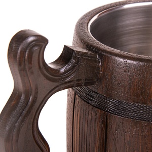 New Hot Selling 100% Leak Proof Beer Mug with Wooden Handle Handmade Tankard for Home Hotel Restaurant for Logo <b>Pattern</b> Hiking - Product Image 2