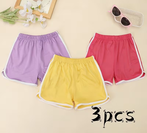 Women's Pink Mid Waist Knitted Shorts Sporty Breathable Elastic Waist Regular Fit Solid Color Polyester - Product Image 1