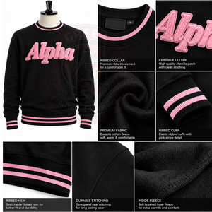 Sudadera con capucha de invierno para mujer Sorority Alpha AKA, de algodón y forro polar, con bordado personalizado y chenilla griega - Product Image 6