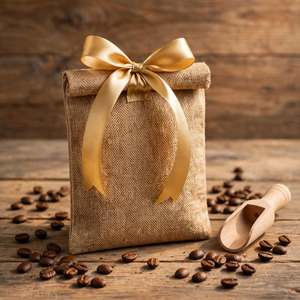 Sac cadeau en jute, pochette en toile de jute écologique, pour fêtes, 15 cm x 23 cm, avec cordon de serrage, style tendance, rangement - Product Image 1