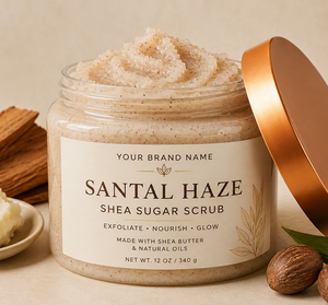 สครับขัดผิว OEM Santal Haze Shea Sugar ขัดผิวล้ำลึก บำรุงผิวชุ่มชื้น ออร์แกนิค สำหรับขายส่ง แบรนด์ส่วนตัว ปริมาณมาก - Product Image 2