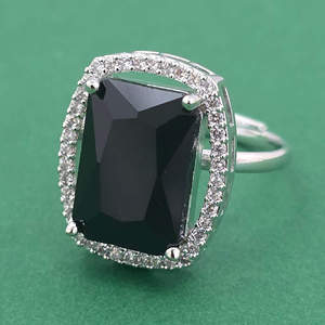 Luxury Jewellery Cubic Zirconia <b>Adjustable</b> <b>Ring</b> with Two Tone Plating Claw Setting Flower Shape Classic Style - Product Image 1