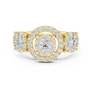 Anillo de lujo chapado en oro amarillo/rosa/blanco con rodio, engaste halo a presión, para uso diario, boda o novia, con acento de piedra lunar para mujer - Product Image 1