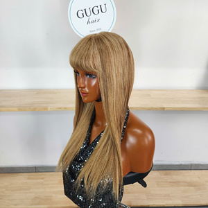 Hot Selling Virgin Glueless Double Drawn Highlight Brown <b>Blonde</b> Transparent HD <b>Lace</b> <b>Front</b> <b>Wig</b> Vietnamese Hair 200g From Factory - Product Image 4