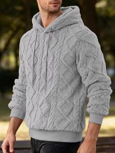 Unisex Hooded <b>Fleece</b> <b>Zipper</b>-Up Sweatshirt Solid Color Knitted Loose Fit Winter Casual Wear Windproof Anti-Pilling Acid Wash - Product Image 4