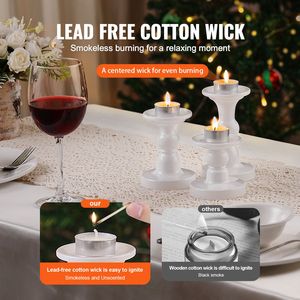 Confezione da 200 Candele Tea Light Senza Profumo, Durata 6,5 Ore, Senza Fumo e Senza Gocce, in Contenitori di Alluminio, Naturali, Formato Piccolo - Product Image 4