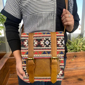 Handmade Kilim Leather Jacquard Fabric Crossbody Shoulder Bag High Quality Genuine Leather Ethnic Bag <b>Vintage</b> Handbag for Women - Product Image 2