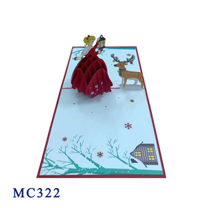 Best Selling Christmas Angel Theme <b>Handmade</b> Custom <b>Paper</b> Crafts with Offset Printing Vietnam Hot Seller Lady Red Pop Card - Product Image 3