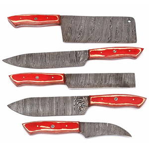 Damascus Steel Chef Knife Set with Leather Cover Premium <b>Kitchen</b> Knife Collection for Cooking Preparation and Daily Use - Product Image 1