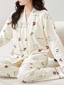 Ensemble de vêtements de nuit imprimés pour femmes, haut et bas, ensemble de nuit deux pièces - Product Image 2