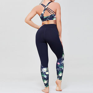 Ensemble soutien-gorge et legging pour femme de haute qualité, avec logo frontal, vêtements de sport sans couture, respirant, 2 pièces - Product Image 4