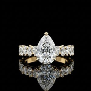 Anillo de Compromiso de Diamante Natural CVD HPHT de Alta Calidad, Certificado IGI, Oro Sólido de 14K, Corte Esmeralda - Product Image 2