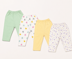 Conjunto de pantalones para bebé con corazones y estampados florales, estilo sencillo para todas las estaciones - Product Image 1