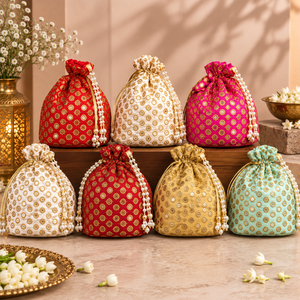 Nouveaux sacs à main Potli de designer du Rajasthan avec broderies ethniques et poignée en perles, idéaux pour les mariages et les cadeaux de remerciement. - Product Image 1
