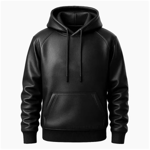 Low MOQ leather <b>hoodie</b> genuine leather low MOQ best quality <b>soft</b> genuine leather hoodies for sale - Product Image 1