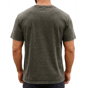 T-shirt homme col rond délavé à l'acide, coupe décontractée et oversize, style streetwear, avec design et logo personnalisés - Product Image 2