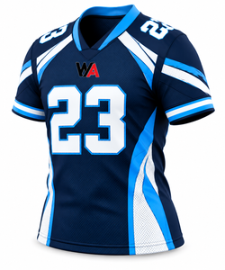 Camiseta de Fútbol Personalizada de Fábrica, Azul Marino, Blanco, Secado Rápido, Cuello en V, Sublimada Profesional, Ropa para el Día del Partido, OEM - Product Image 5