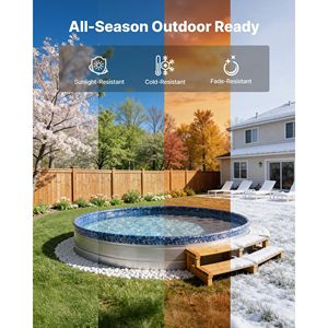 Rivestimento per Piscina Rotondo da 8 Piedi, Facile da Installare, Impermeabile, in Vinile Resistente, Altezza Parete 27,5 Pollici, per Piscine - Product Image 4