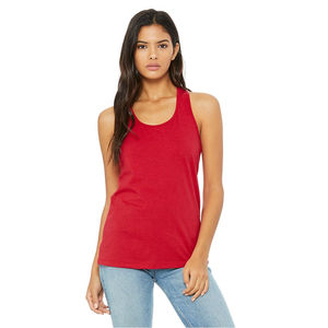 Camiseta sin mangas de algodón peinado y poliéster anillado Airlume color azul marino para mujer, elegante, transpirable, estilo racerback, top largo tipo jersey. - Product Image 4