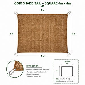 Voile d'ombrage tissée manuelle Eco2go Vietnam, marron naturel, taux d'ombrage 95%, pour balcon et usage extérieur - Product Image 6