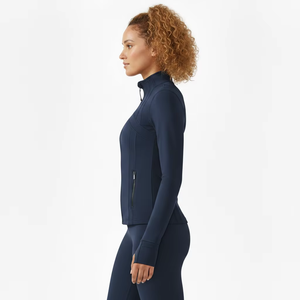 Veste de yoga pour femme avec logo personnalisé, coupe classique, extensible, boutonnée, séchage rapide, en Spandex/Nylon, pour la gym, le fitness, la course à pied, vêtements de sport pas chers - Product Image 3
