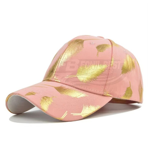 Spring and Autumn Sporty Baseball <b>Cap</b> with Bronze Feather 100% Polyester Twill Fabric Black Gold for Men and <b>Women</b> Beach Use - Product Image 3